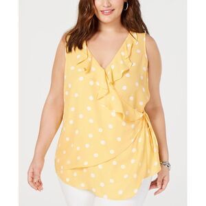 INC International Concepts Plus Size Sleeveless Polka Dot Wrap Top